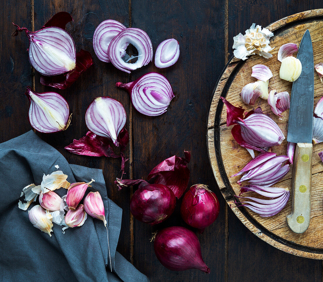 Red Onions and Garlic