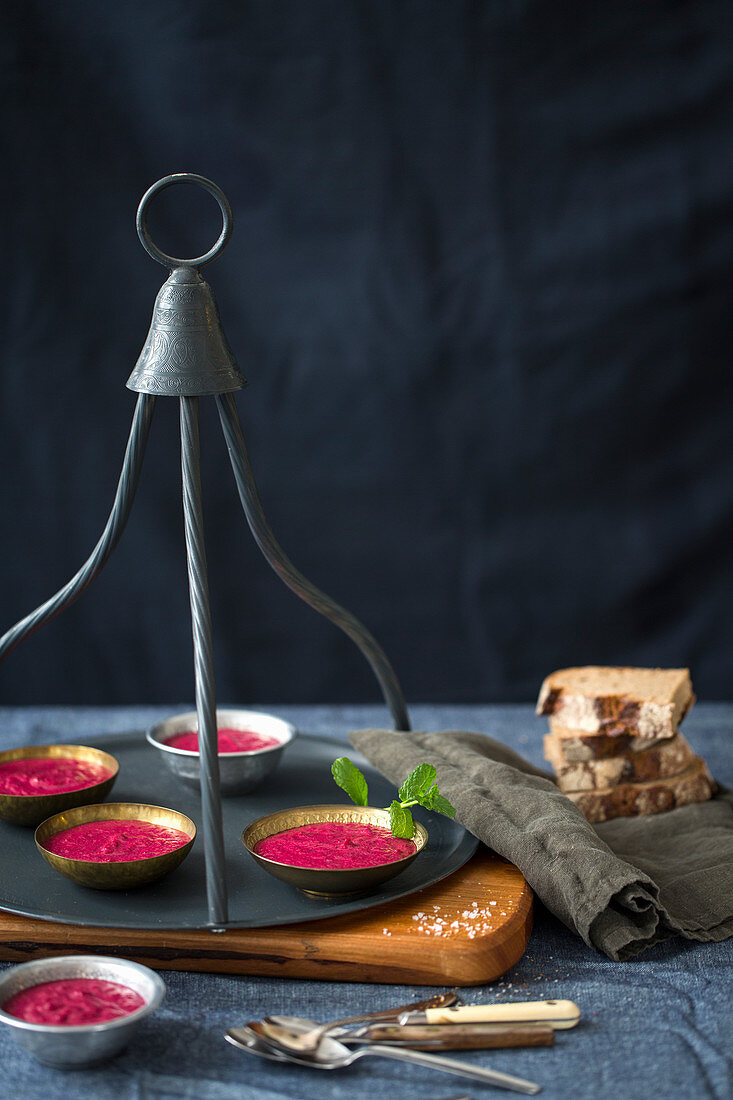 Beetroot soup and bread