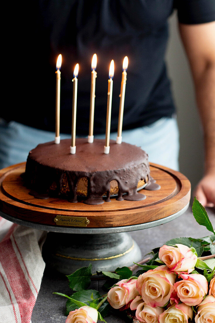 Schokoladen-Käsekuchen zum Geburtstag