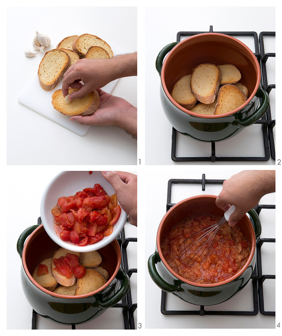 Pappa al pomodoro (Tomaten-Brot-Suppe, Italien) zubereiten