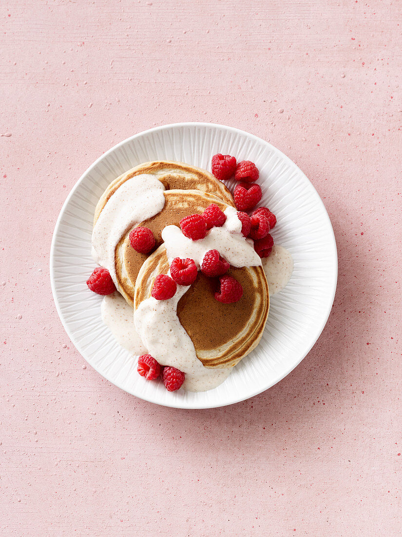 Buckwheat pancakes with raspberries