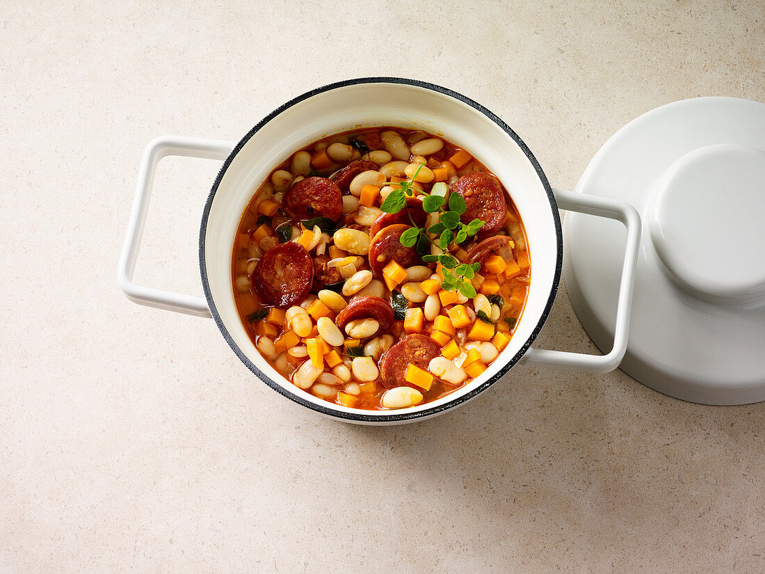 Red kidney and chorizo soup