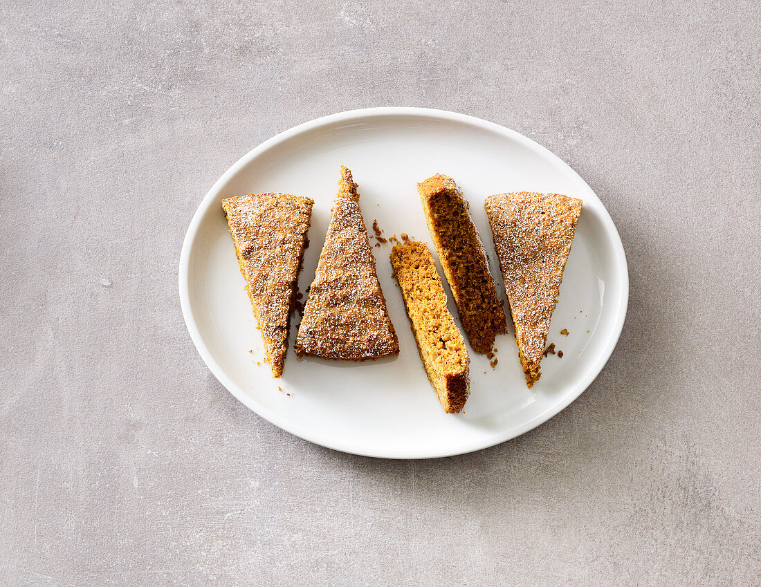 Slices of carrot and nut cake