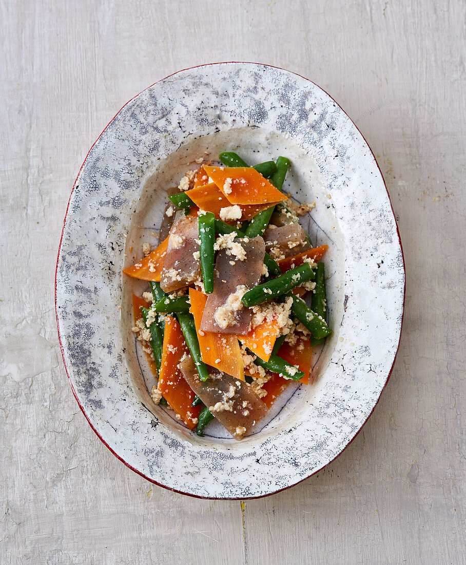 Japanese carrot and conjac salad with tofu sauce