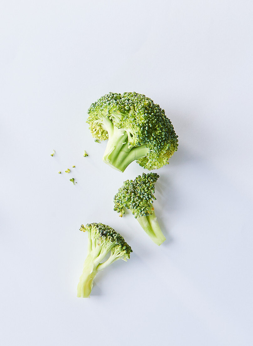 Broccoli on a white surface