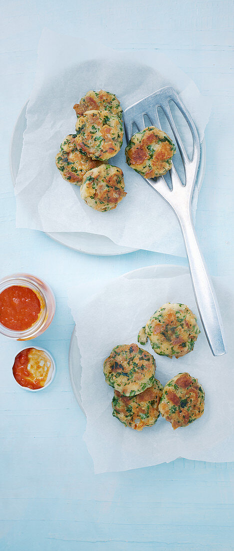 Cheese fritters with a dip