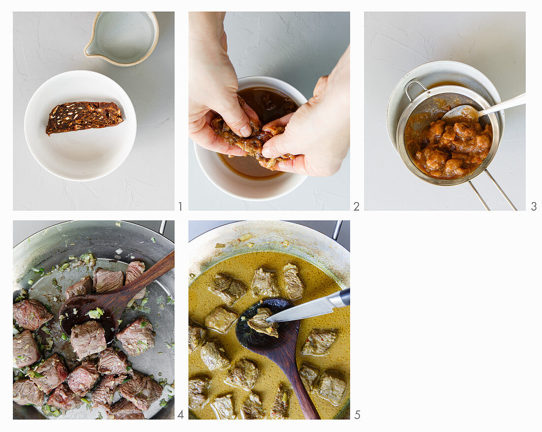 Rindfleisch-Tamarinden-Curry zubereiten