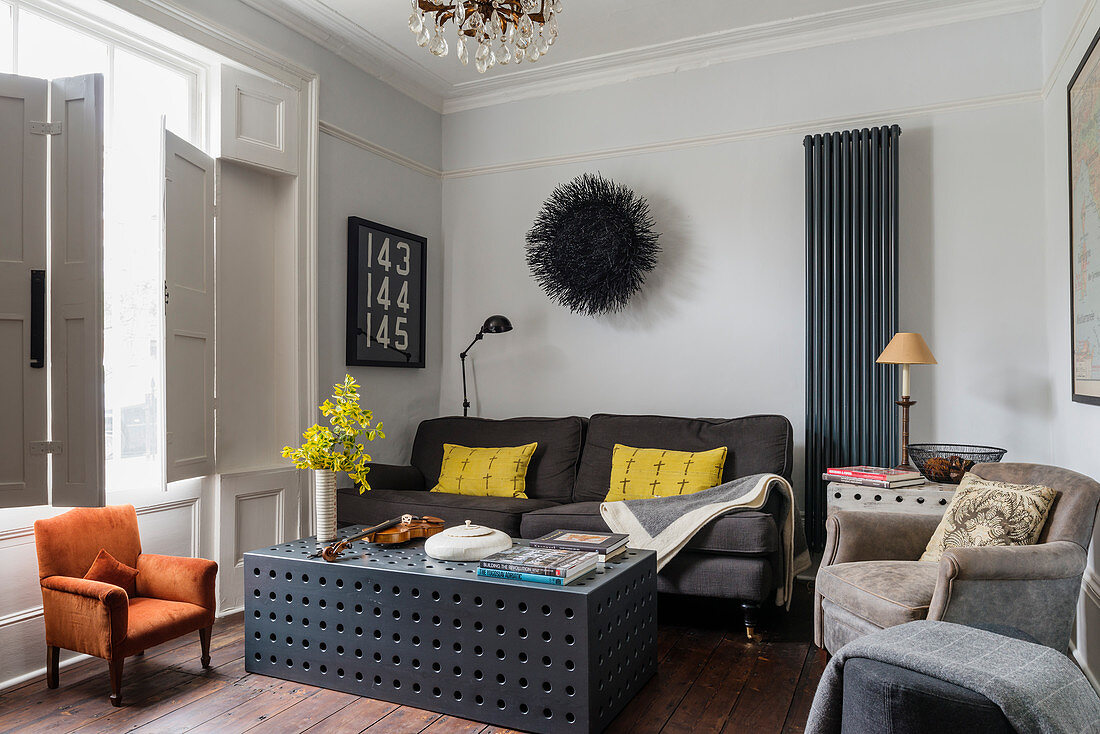 Perforated coffee table in classic living room