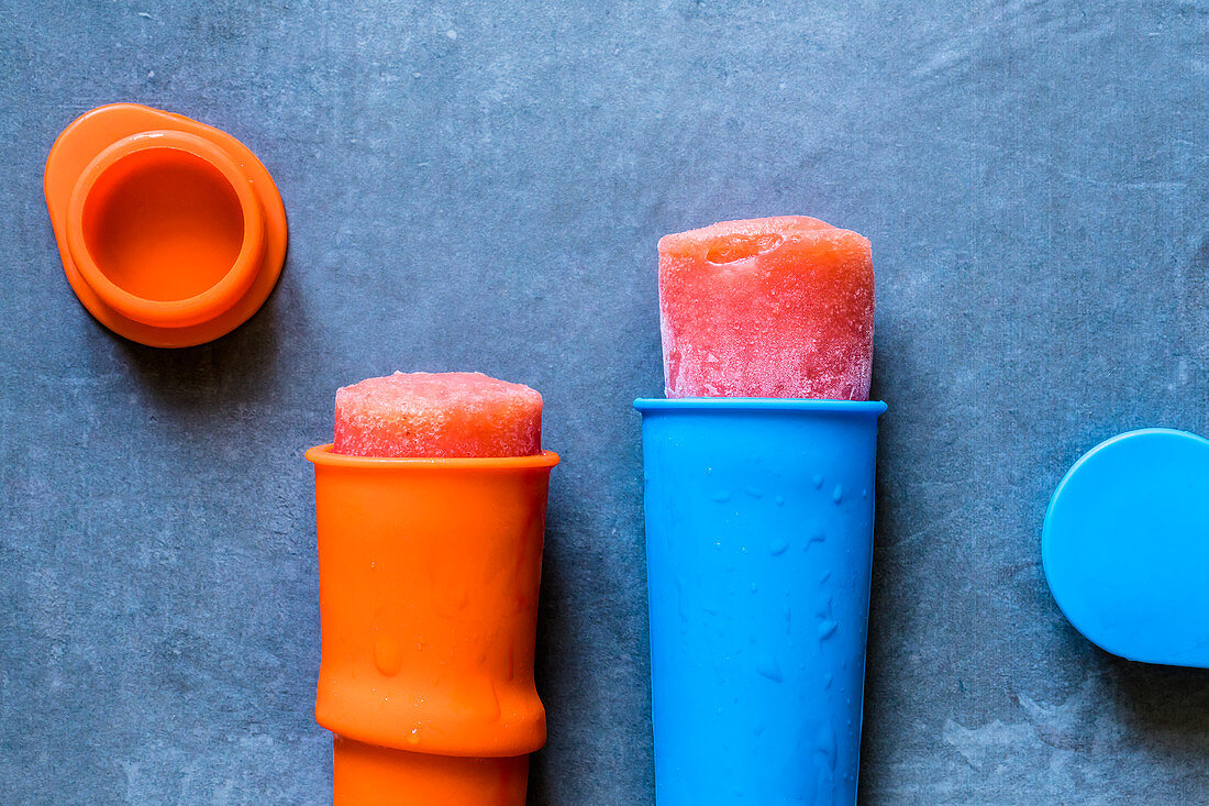 Classic orange push-up lollies in silicone moulds