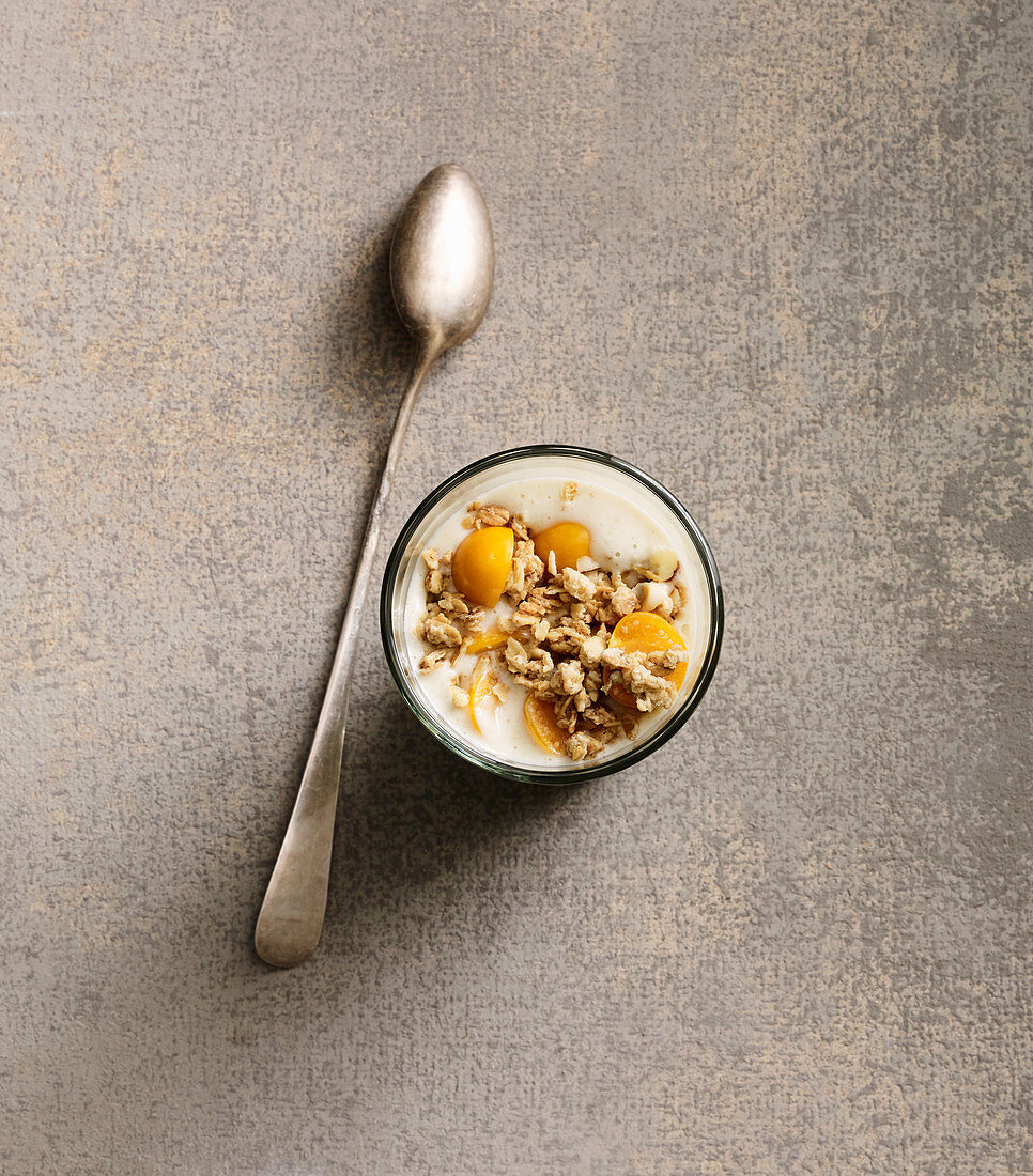 A porridge shot with physalis