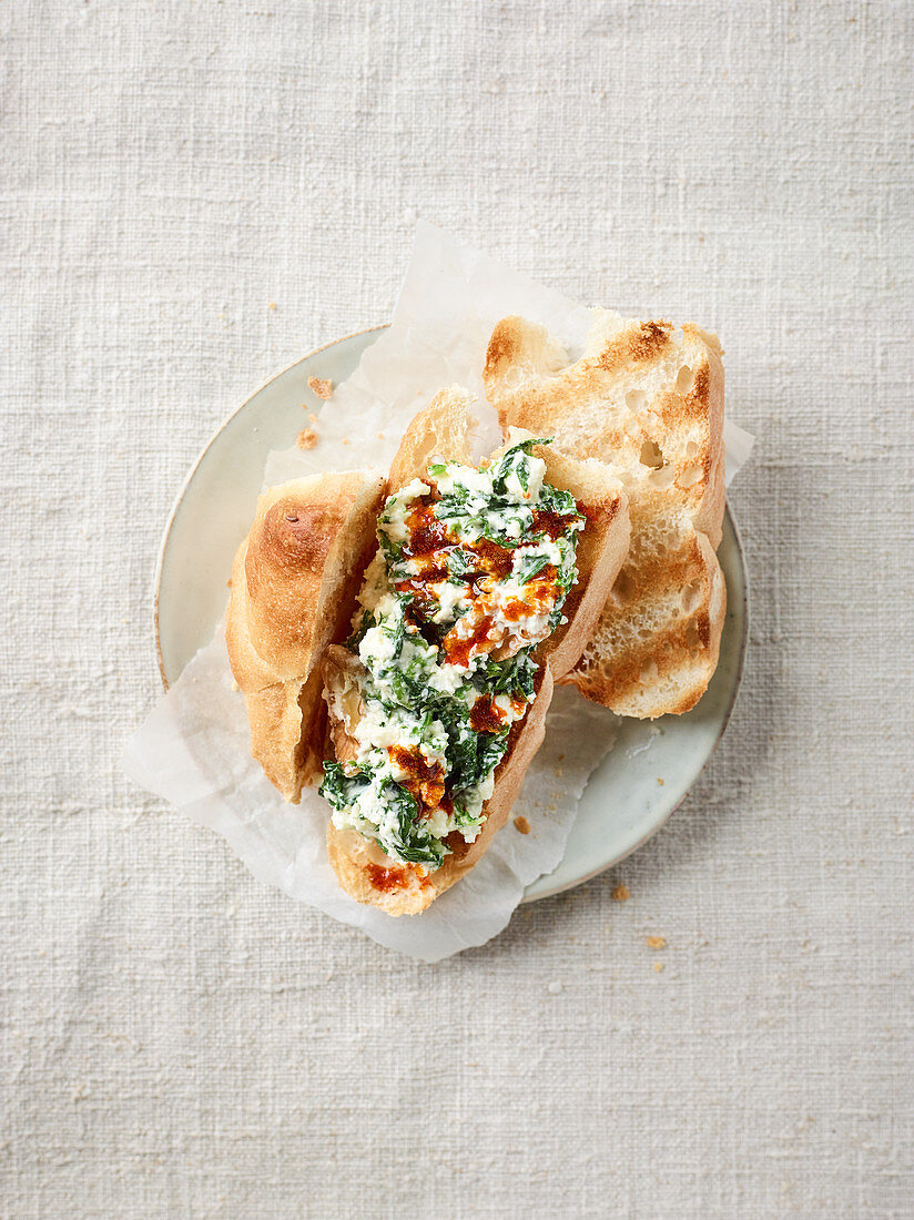 Turkish sheep's cheese and spinach dip with walnuts