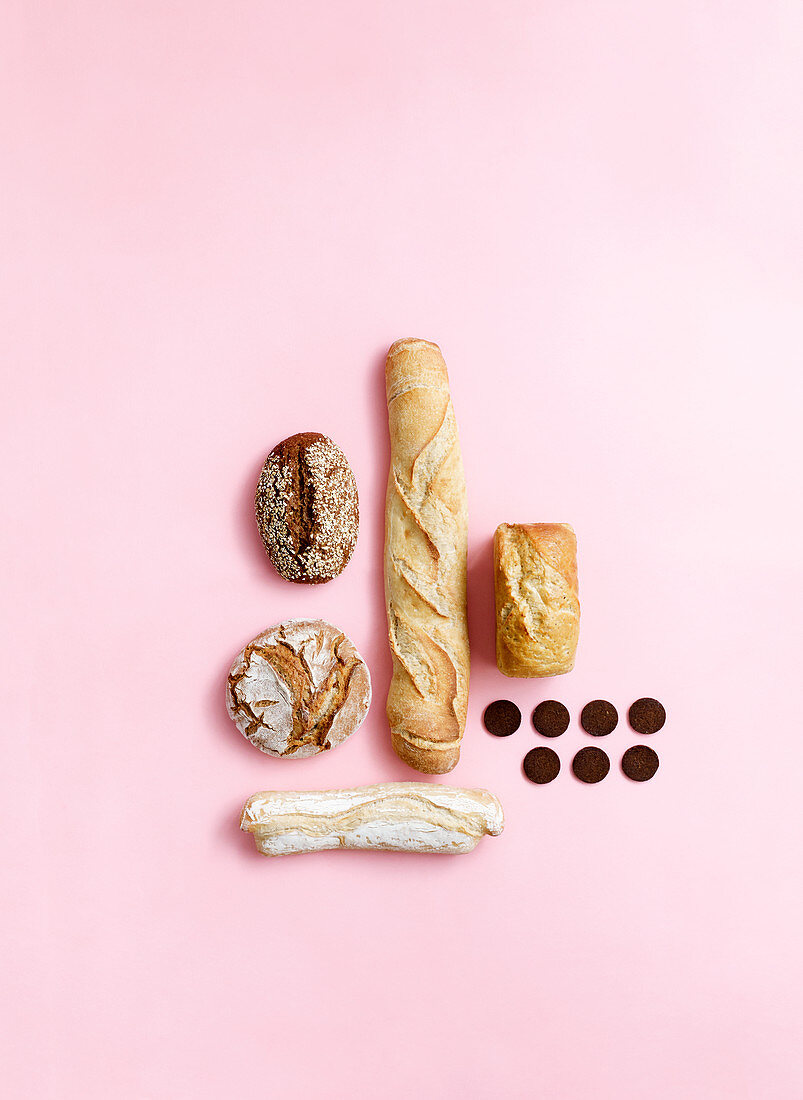 An arrangement of bread