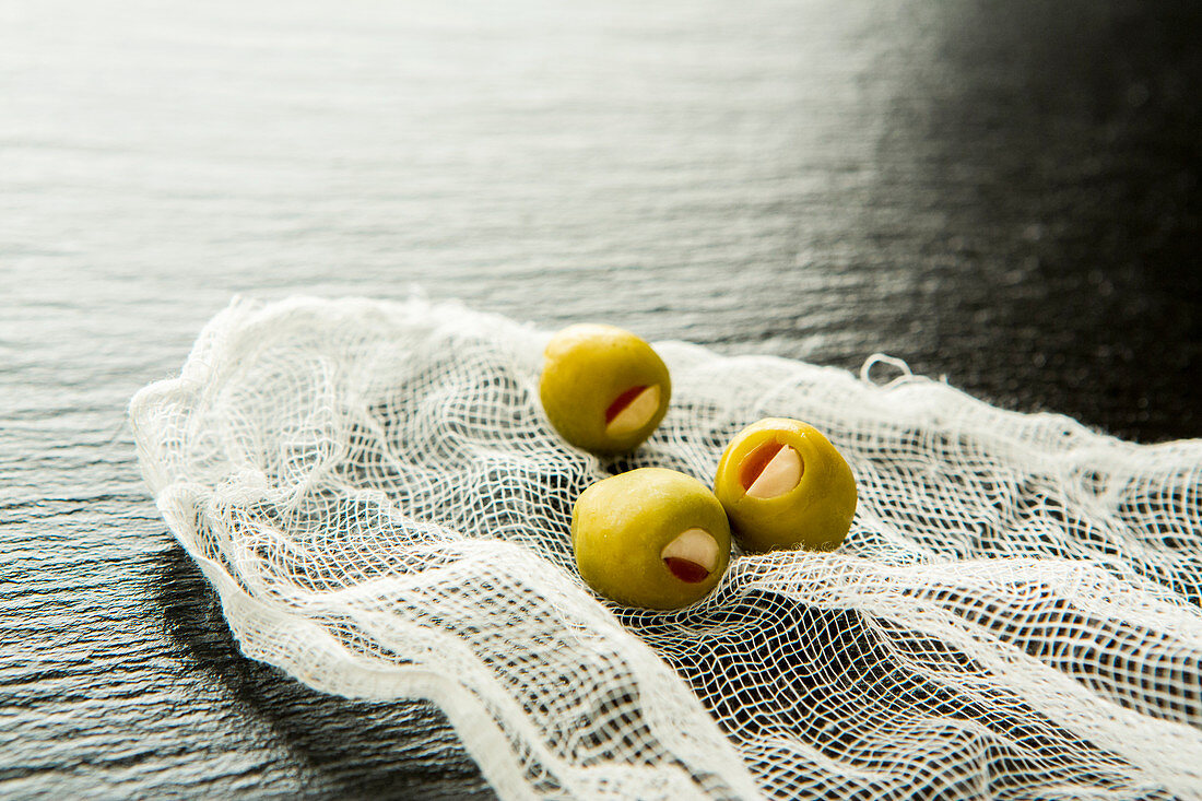 Green olives filled with peppers and almonds