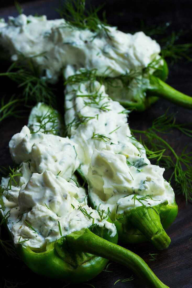 Peppers filled with cream cheese