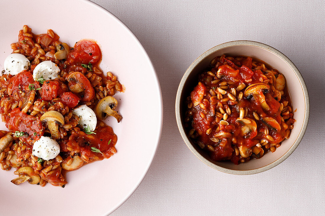 Tomato and spelt stew with mushrooms (from 10 months)