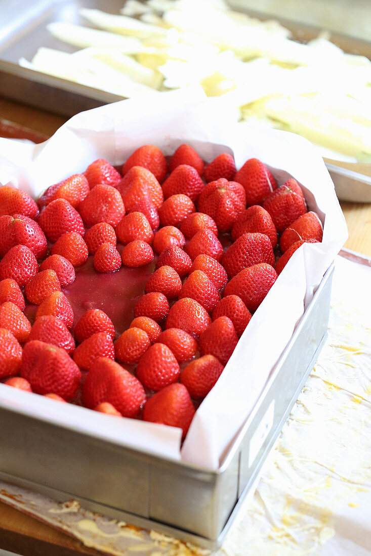 A heat-shaped strawberry tart