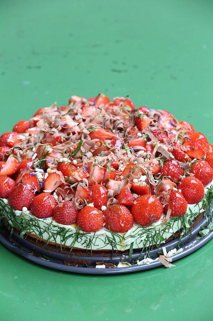 Basil and strawberry pie