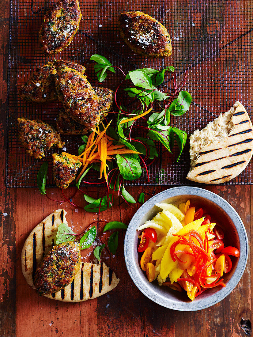 Spicy Lentil Patties with Fiery Fruit Salsa