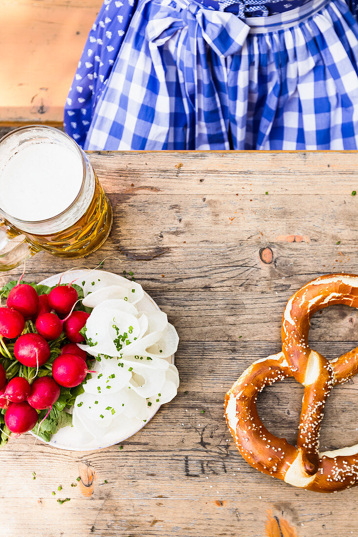 Snacks on a beer garden table