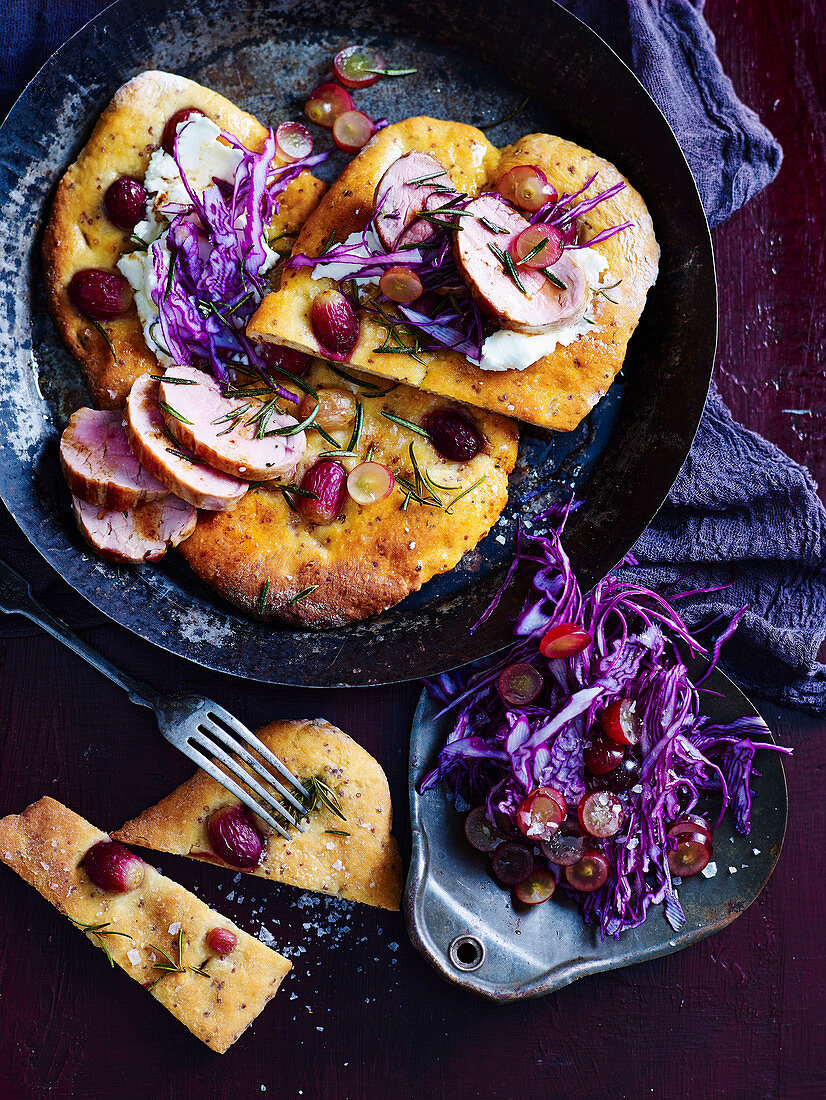 Pork Fillet and Slaw with Rosemary Flatbread