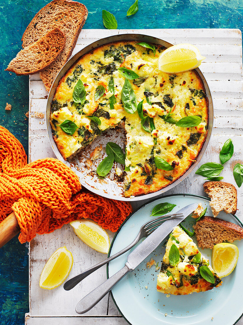 Broccolini, Salmon and Ricotta Frittata