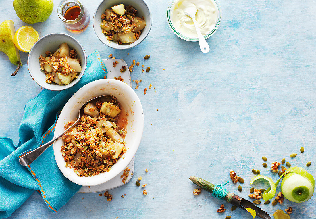 Birnen-Apfel-Crumble zum Frühstück