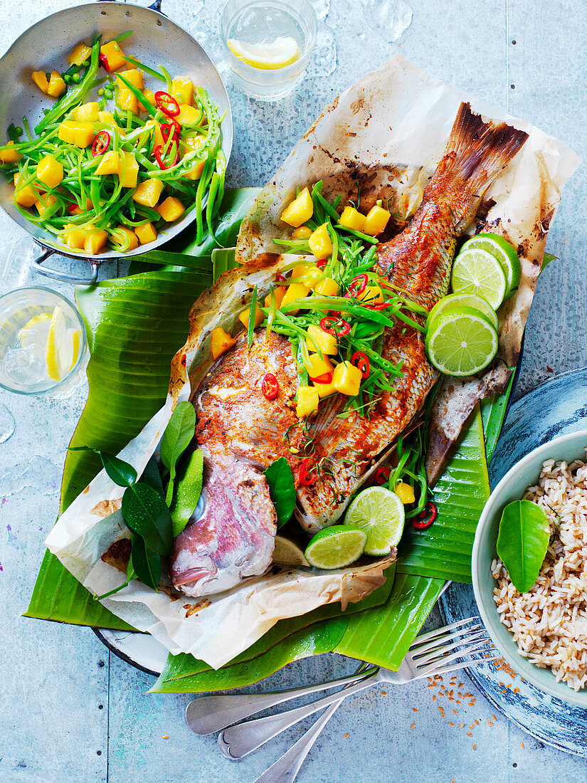Thai Coconut Snapper with Mango