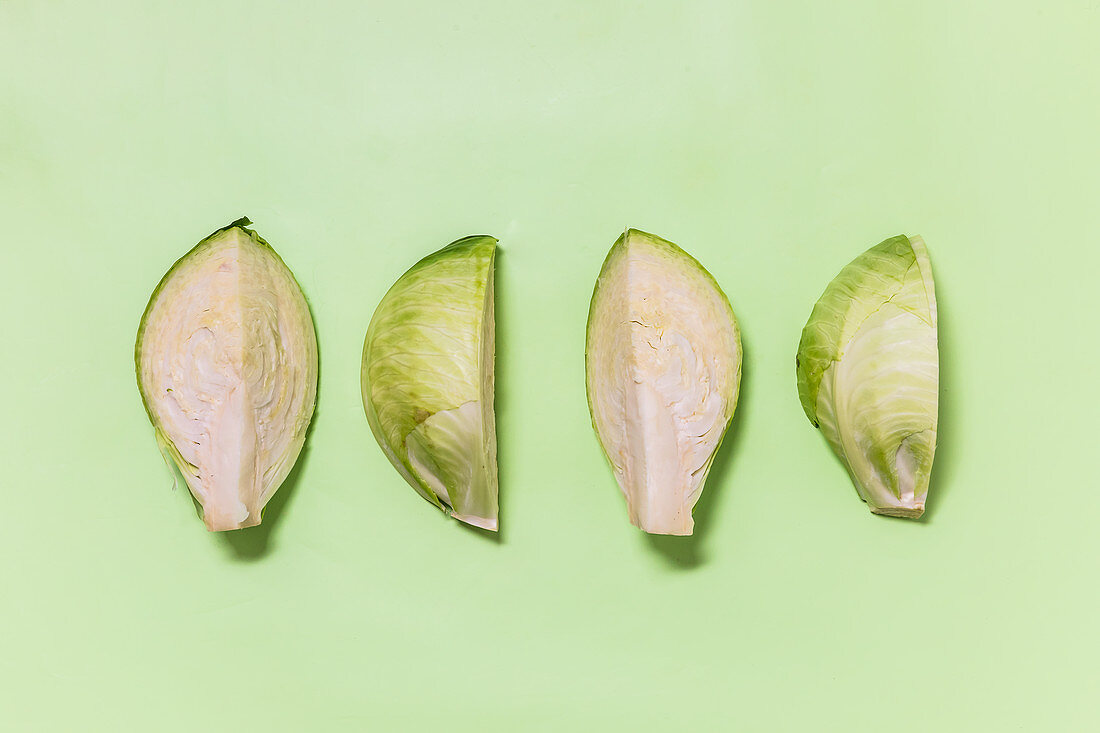 White cabbage cut into quarters