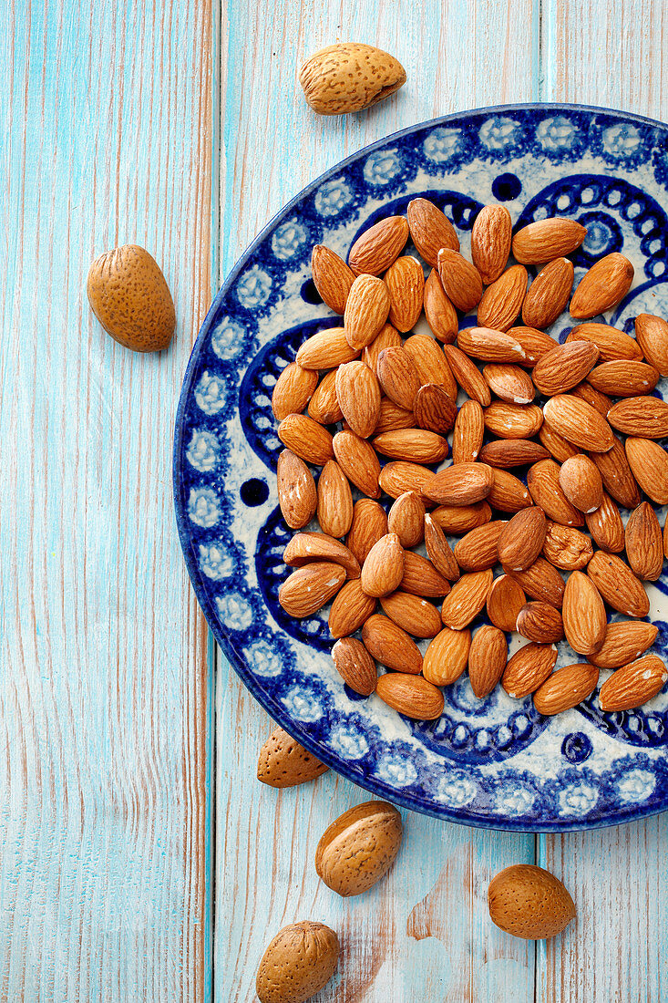 Almonds on plate