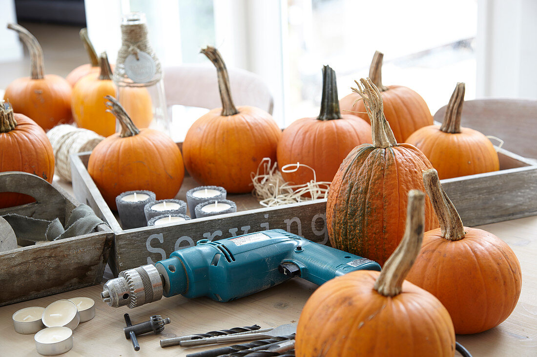 Carving halloween pumpkins