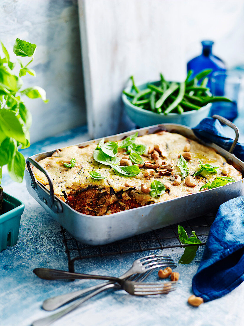 Auberginen-Lasagne mit Cashewcreme