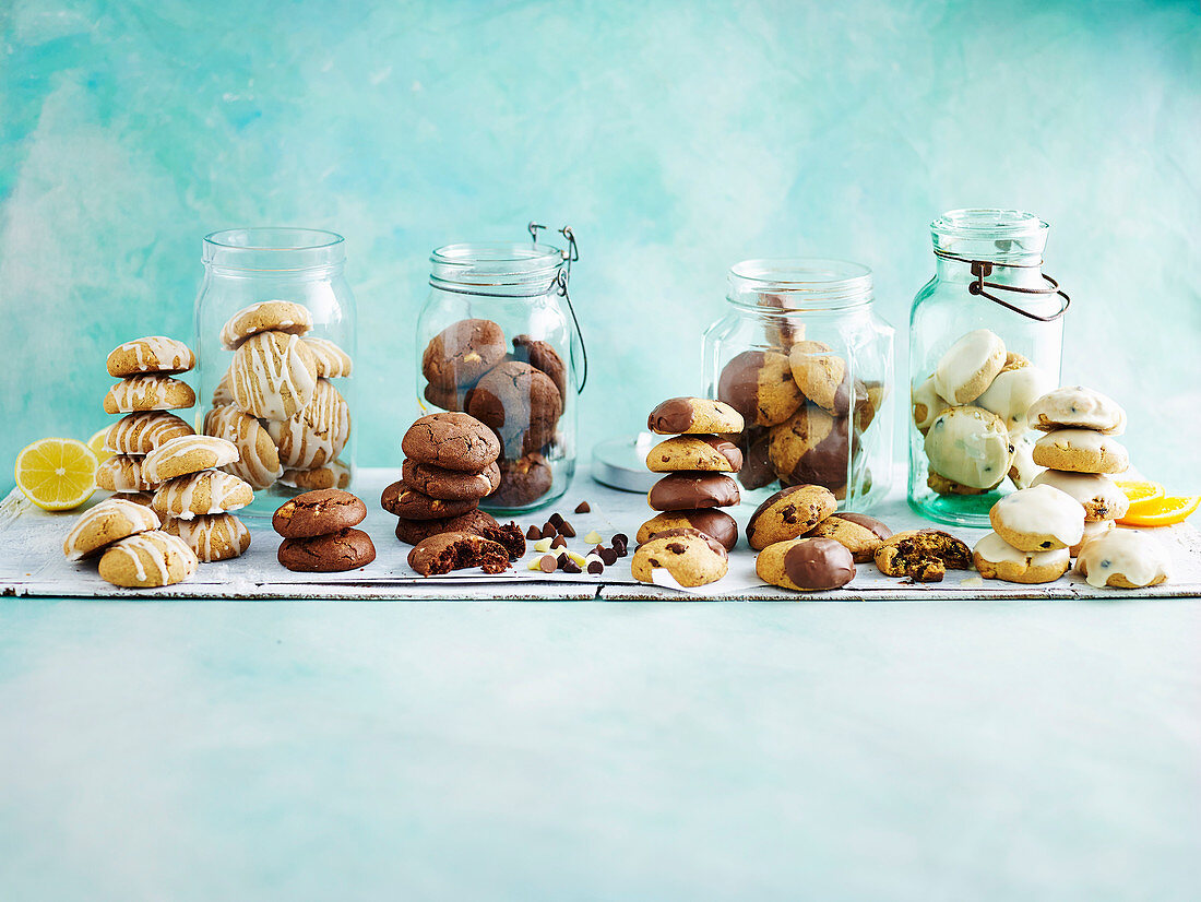 Viererlei verschiedene glutenfreie Cookies