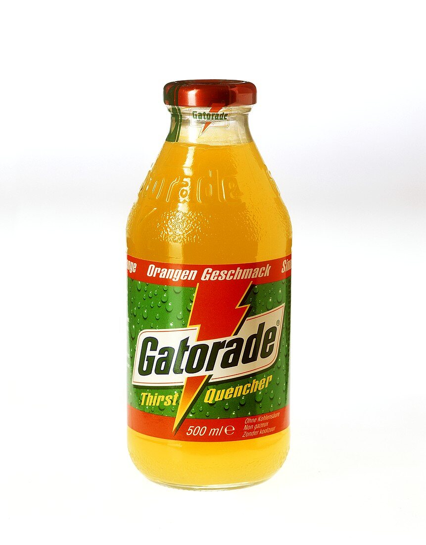 A bottle of orange Gatorade