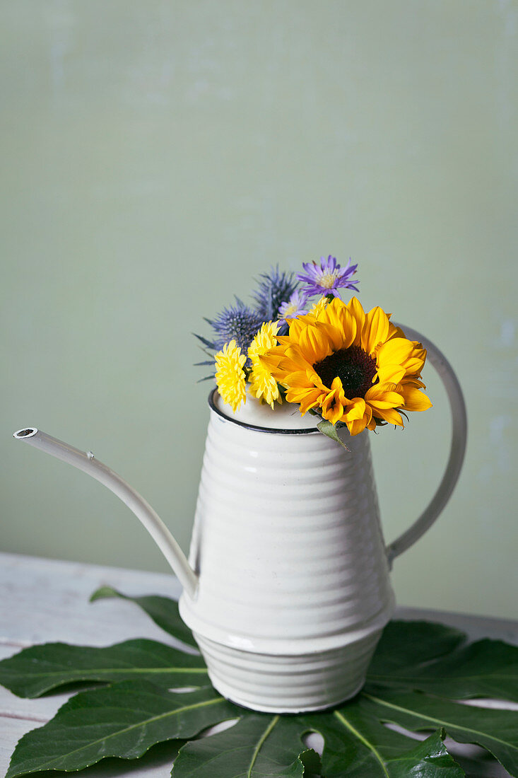 Flowers in watering can