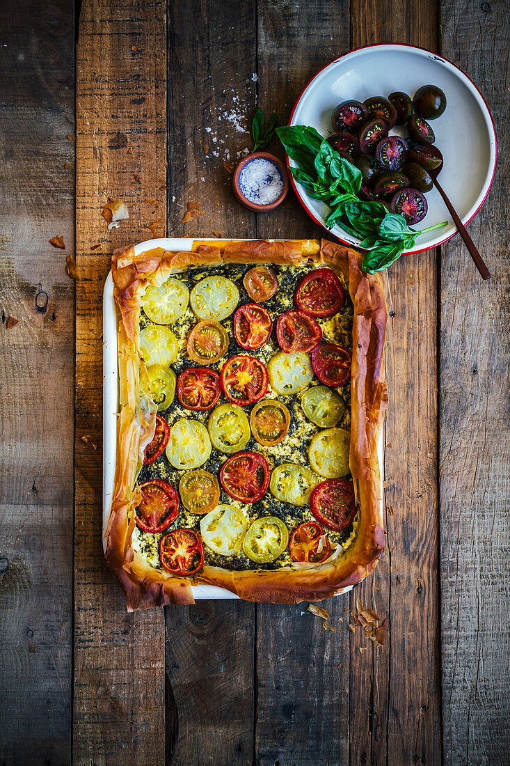 Heirloom tomatoe tart