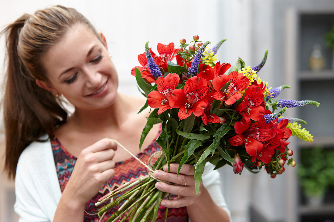 Lady with summer bouquet