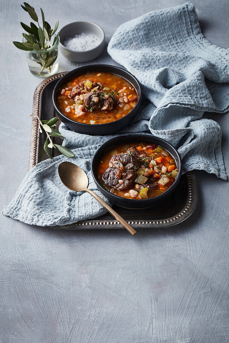 Italian cannellini-bean and lamb-knuckle soup