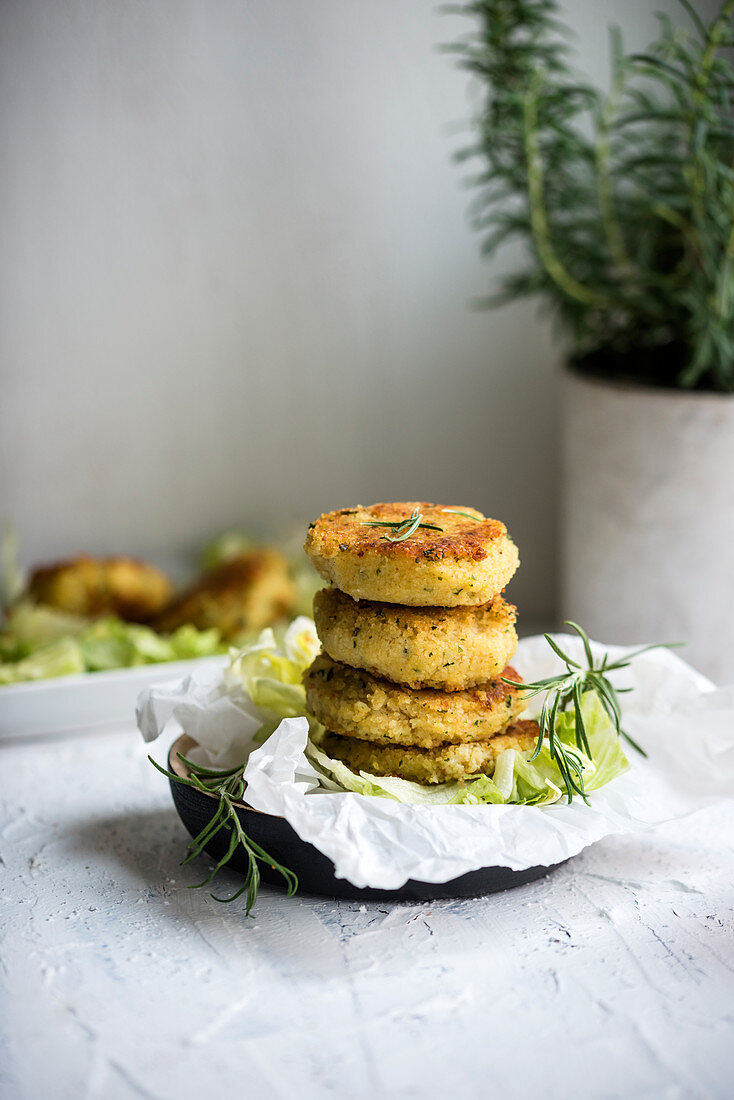 Vegan millet and potato fritters