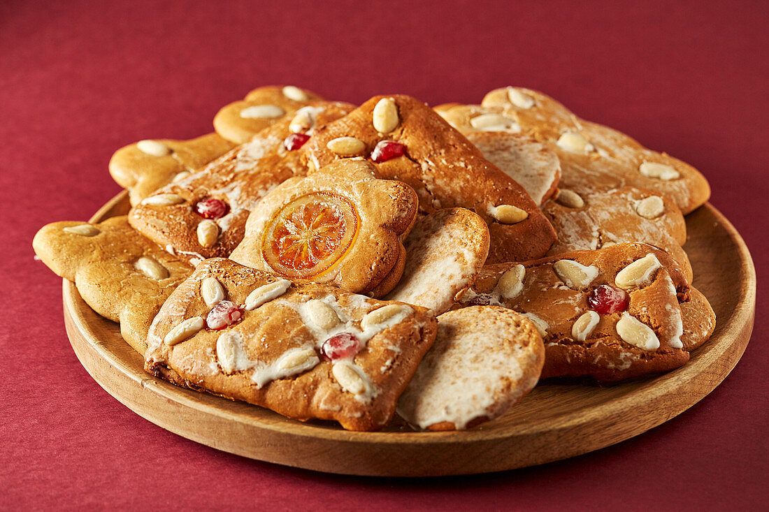 Various gingerbread biscuits on a plate