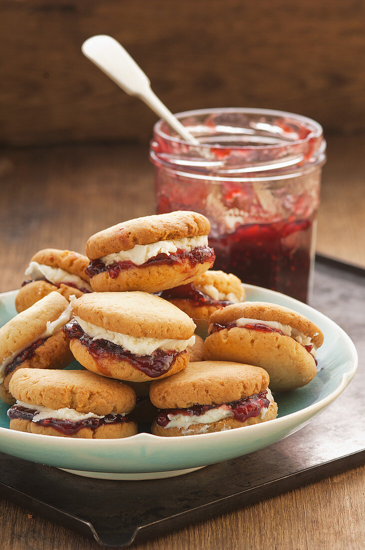 Jam and cream biscuits