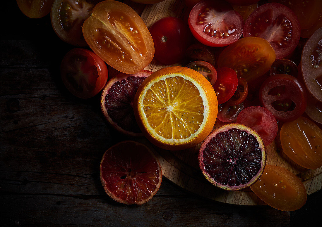 Tomatoes and citrus fruit