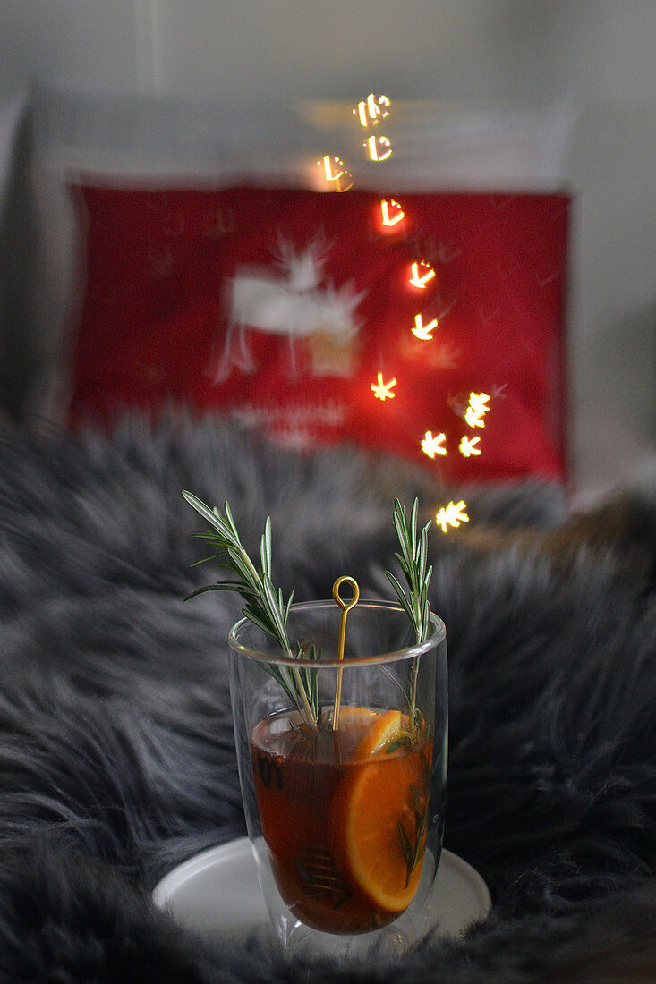 Mulled tea in a glass