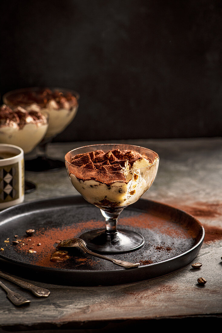 Tiramisu in individual stem glasses