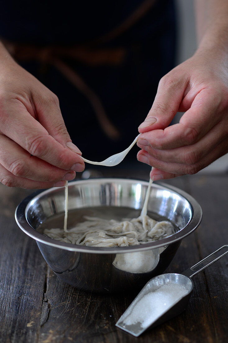 Intestines being rinsed