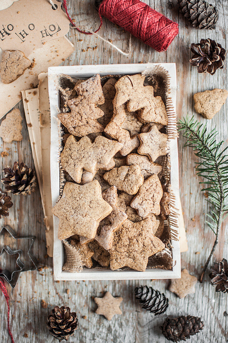 Christmas gingerbread cookies in a box