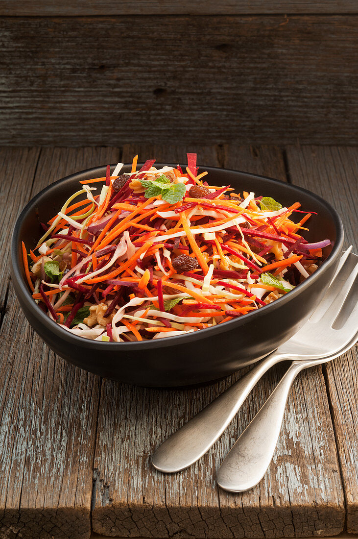 Beetroot and carrot slaw