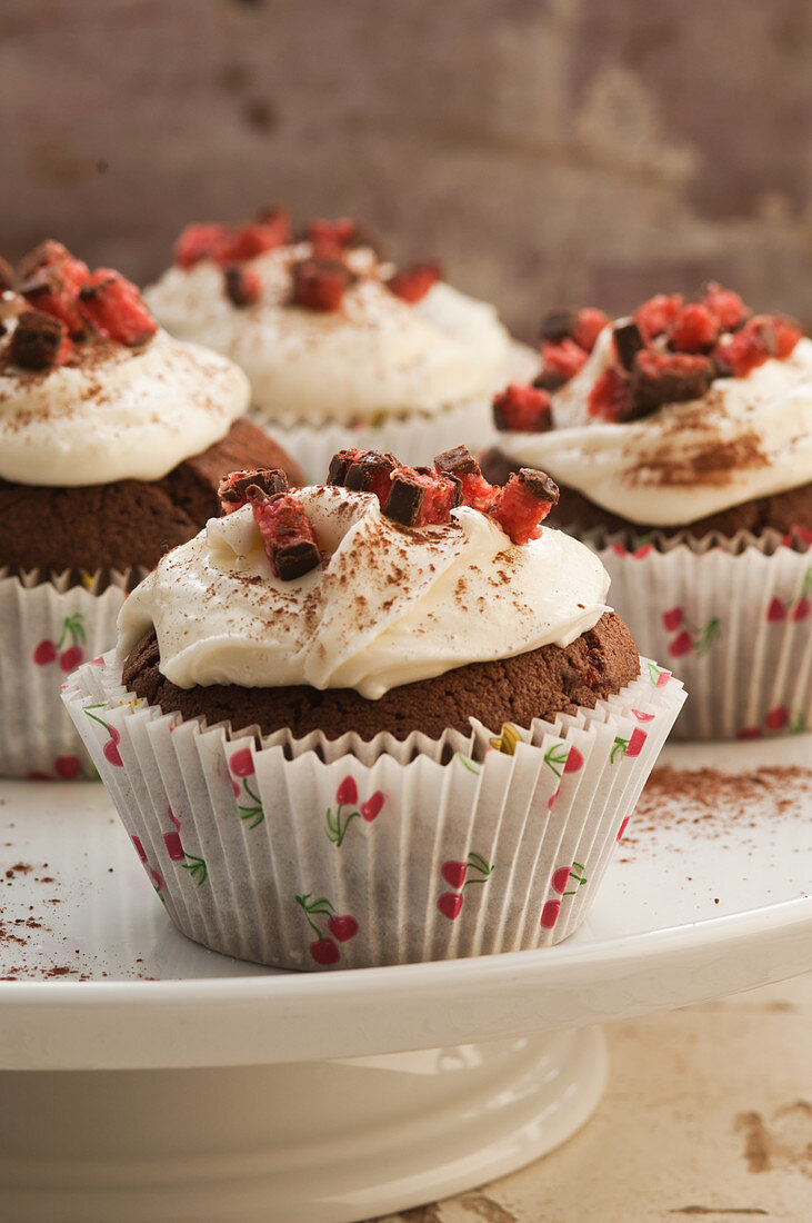 Chocolate cherry and coconut cupcakes