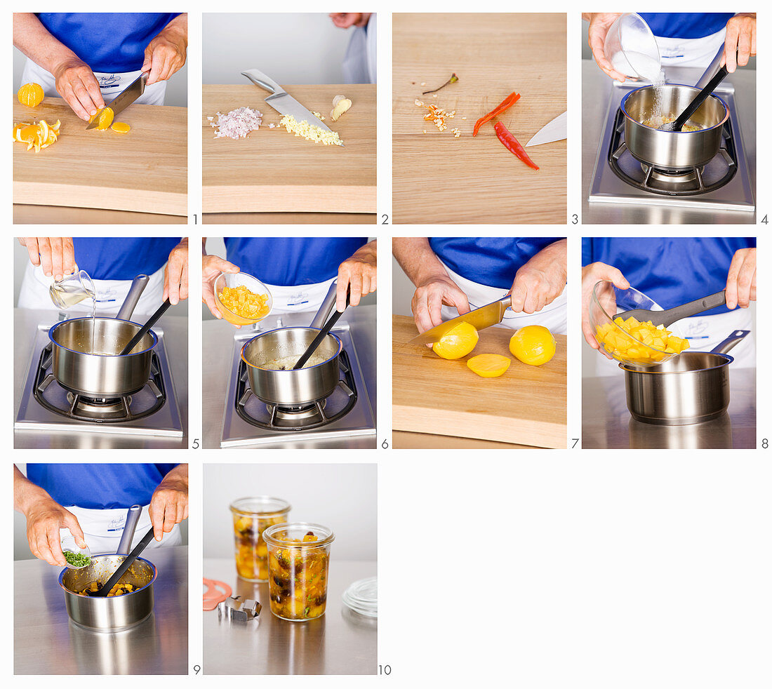 Orange chutney being made