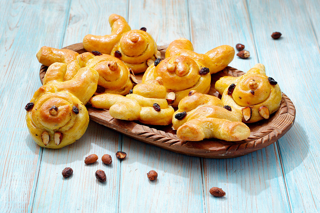 Yeast dough bunny buns for Easter