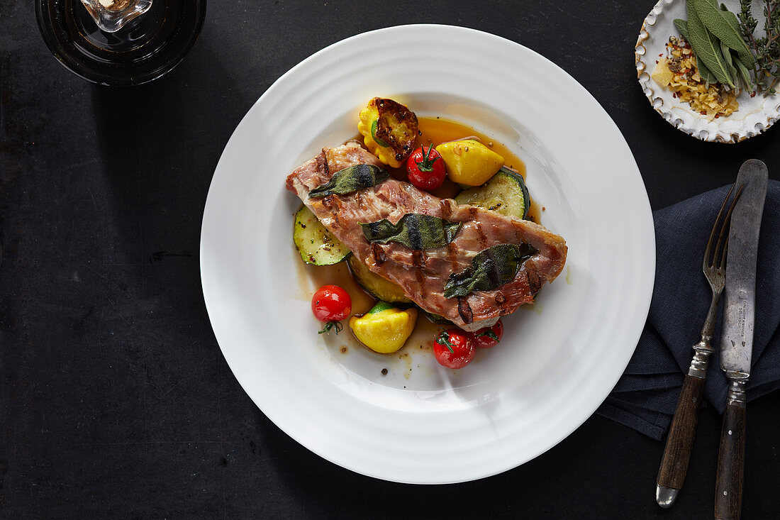 Saltimbocca with vegetables (Italy)